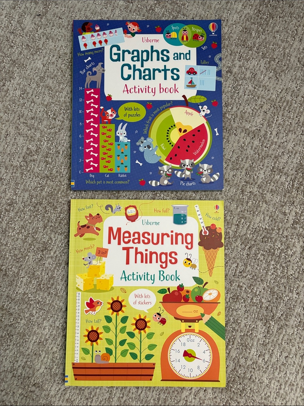 Usborne Activity Book Set - Graphs and Charts & Measuring Things